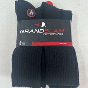 Grand Slam Performance Black Cushion Crew Socks 6 Pack Mens 6-12 NEW